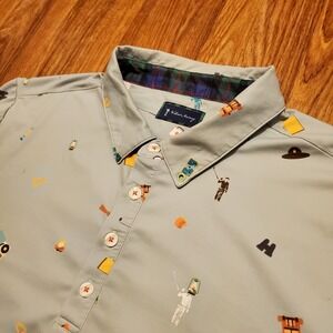 William Murray Golf Polo Shirt Men Large Mint Green Happy Glamper Performance